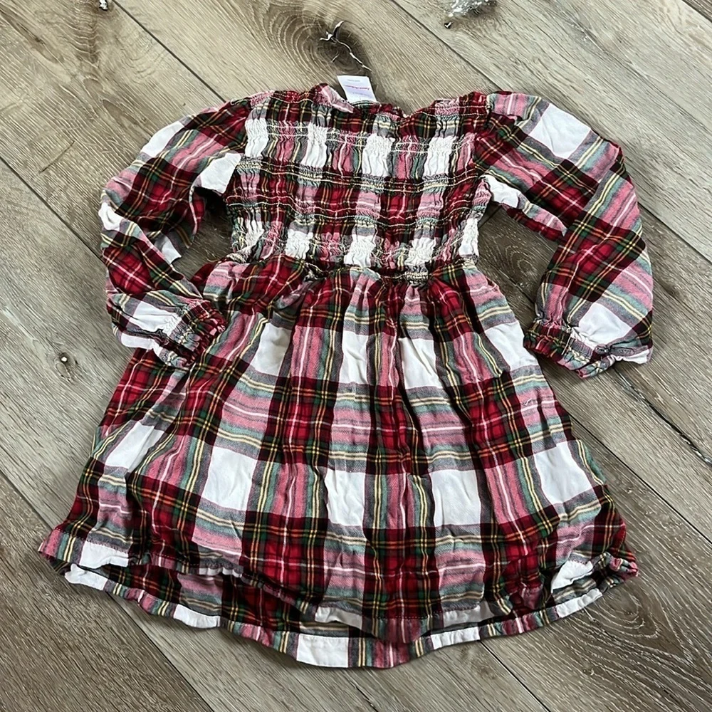 Hanna Andersson Dress Smocked Plaid Lined Holiday Dress